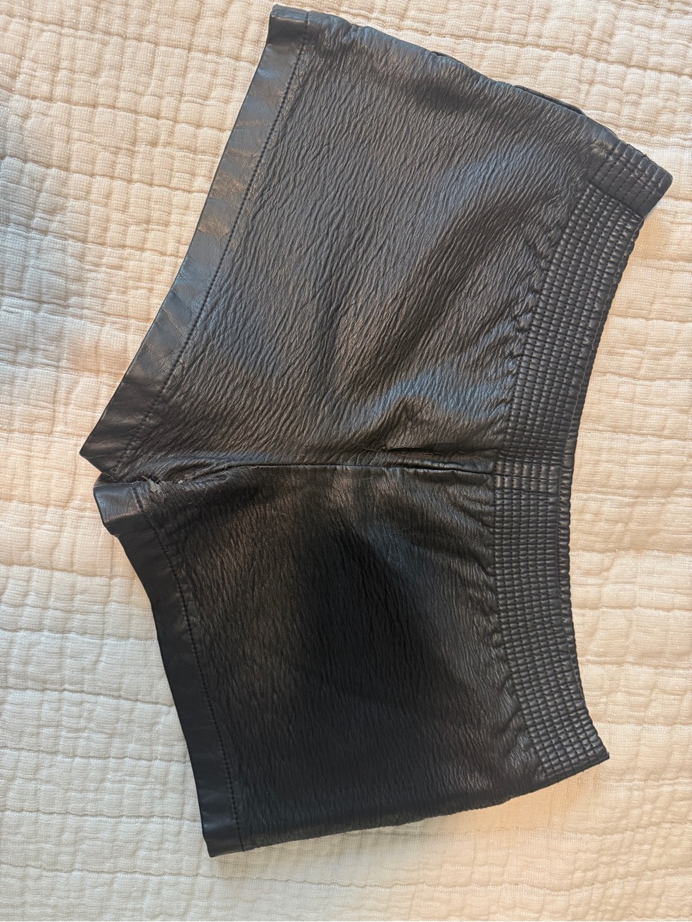 Club Monaco Black Faux Leather High-Rise Shorts